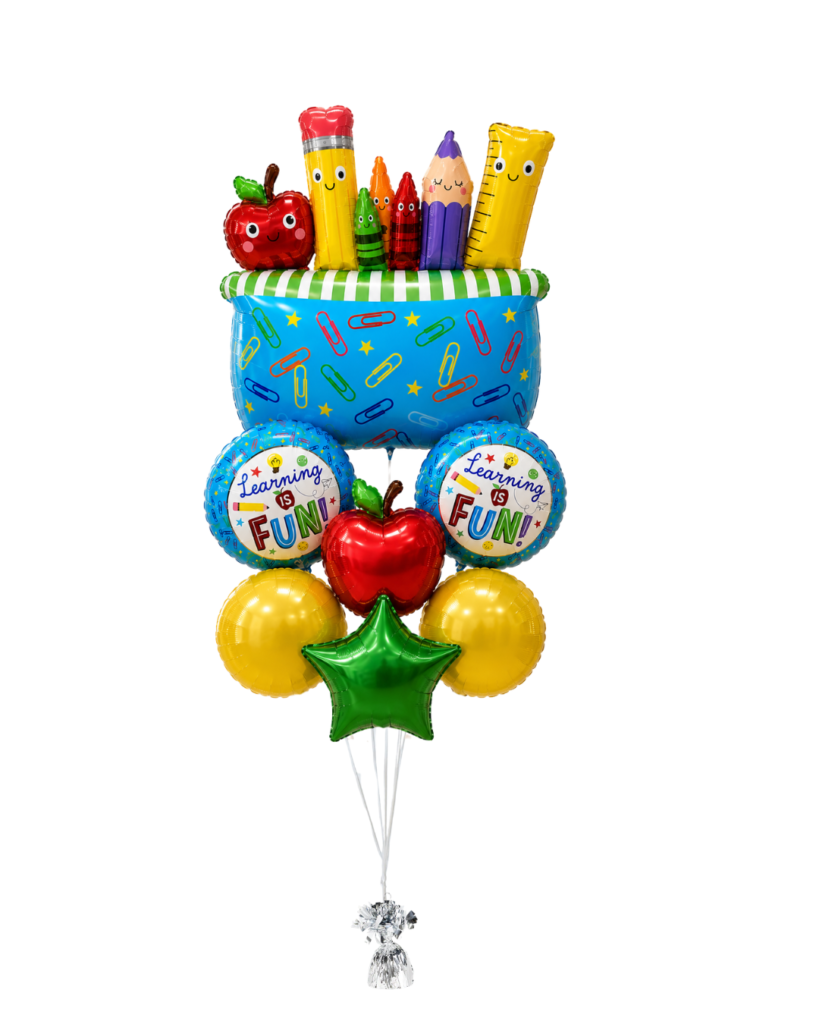 Back to School Pencil Case Balloons and Apple