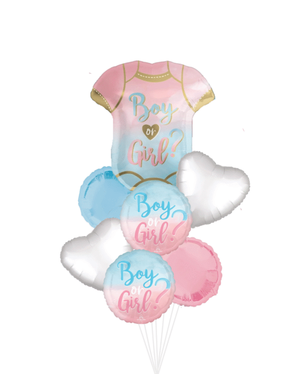 BOy or Girl Gender reveal balloons with hearts
