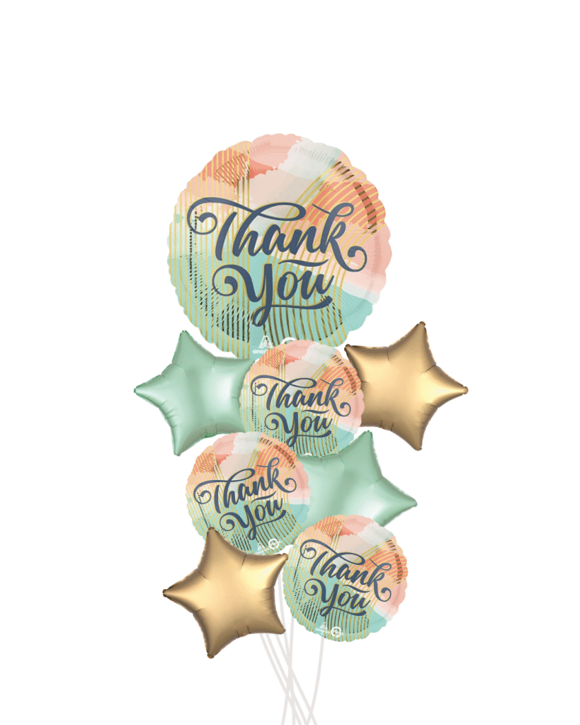 Thank you gold and green balloon set