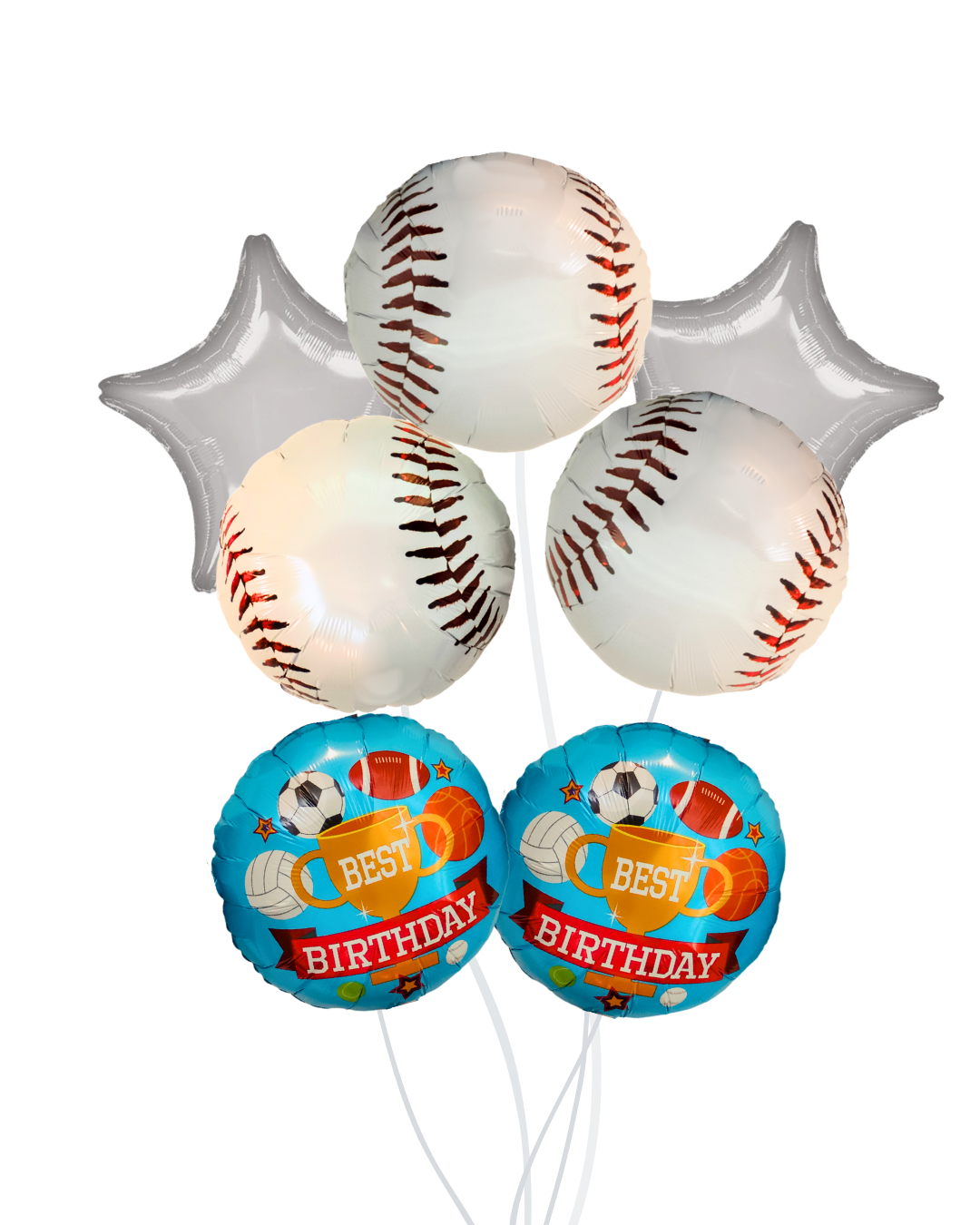 Baseball Silver Star Balloon Bouquet - Image 2