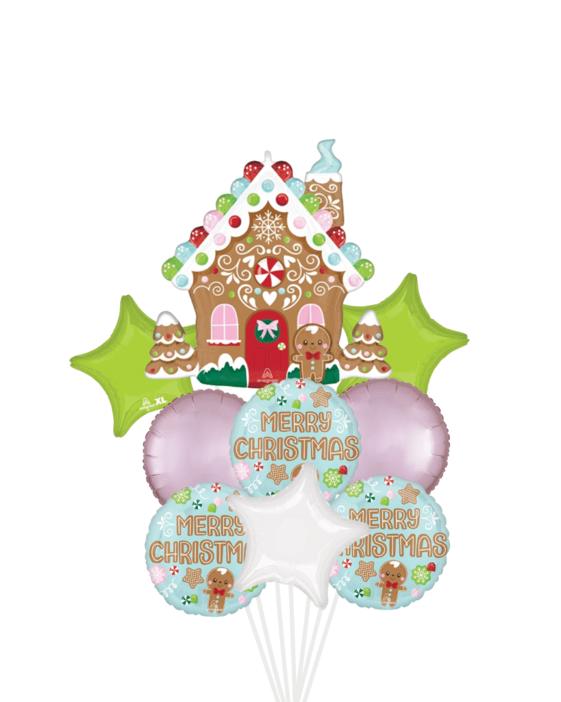 Gingerbread house Christmas balloon bouquet large
