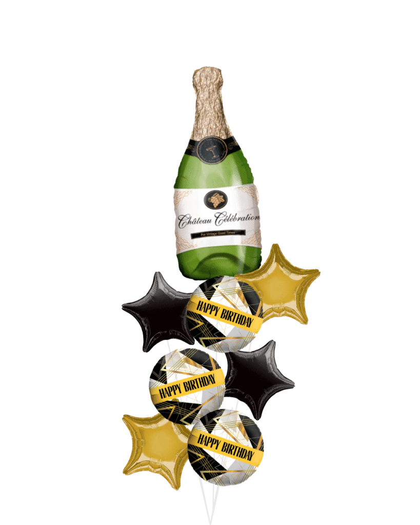 Champagne Birthday Celebration Balloon Bouquet large