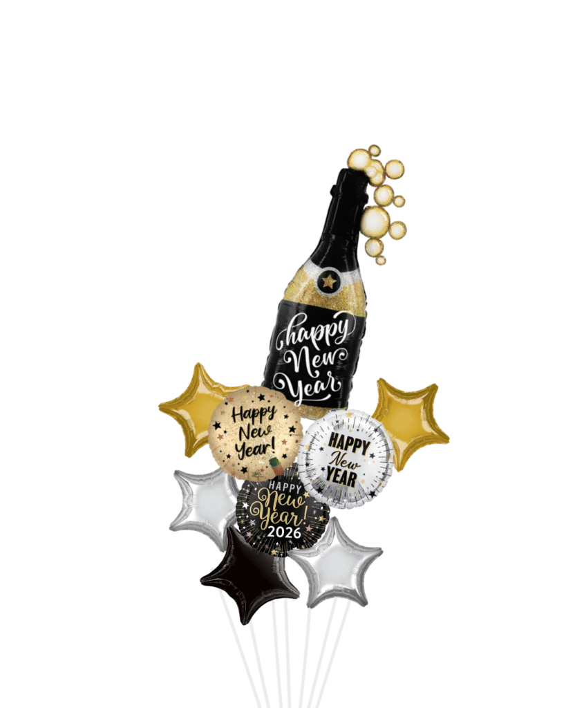 Champagne New Years Balloon Arrangement Bouquet