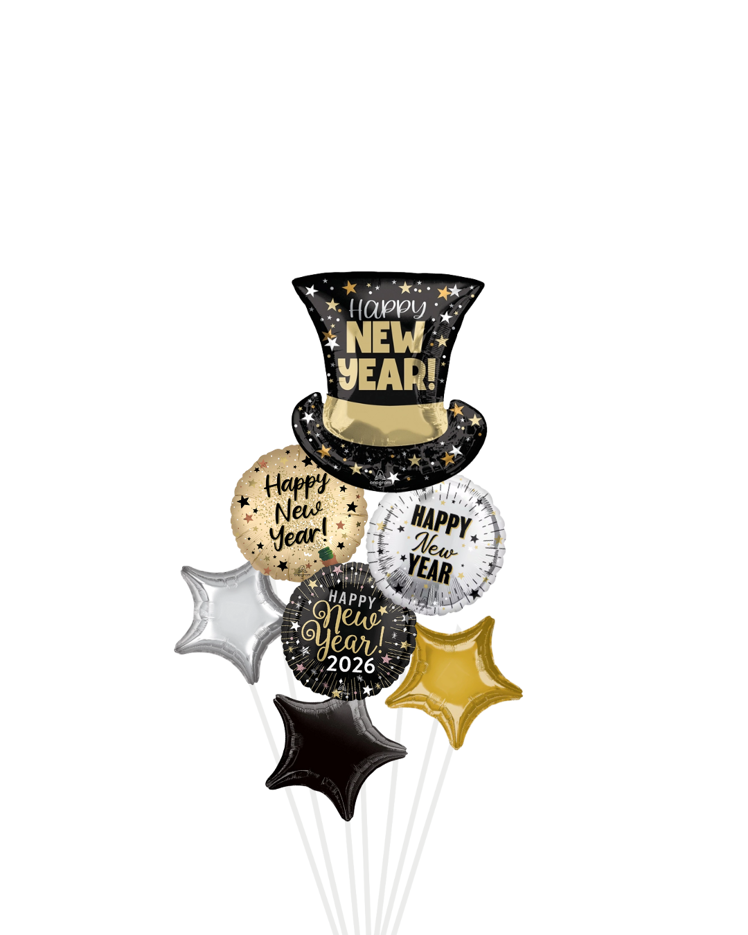 Happy New Year Top Hat Balloon Bouquet NYE - Image 2
