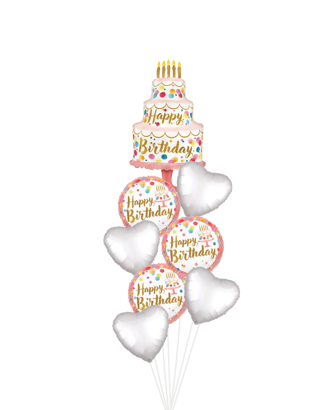 Pink Glam Birthday Cake Balloon Bouquet