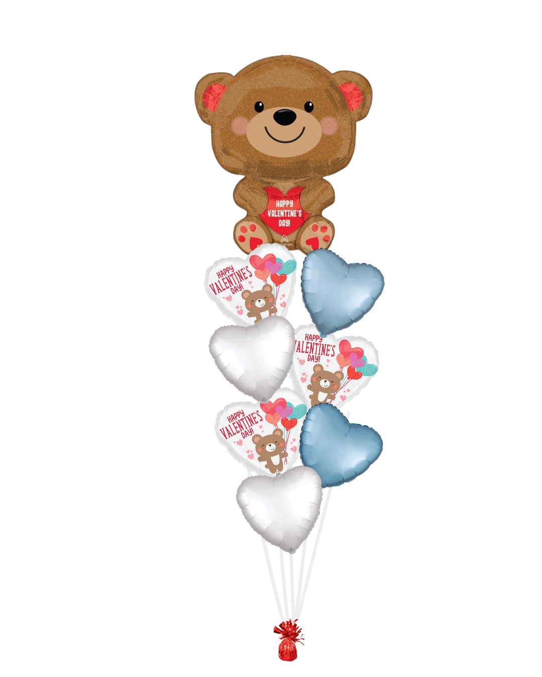 💖 Teddy Bear Blue Balloon Bouquet