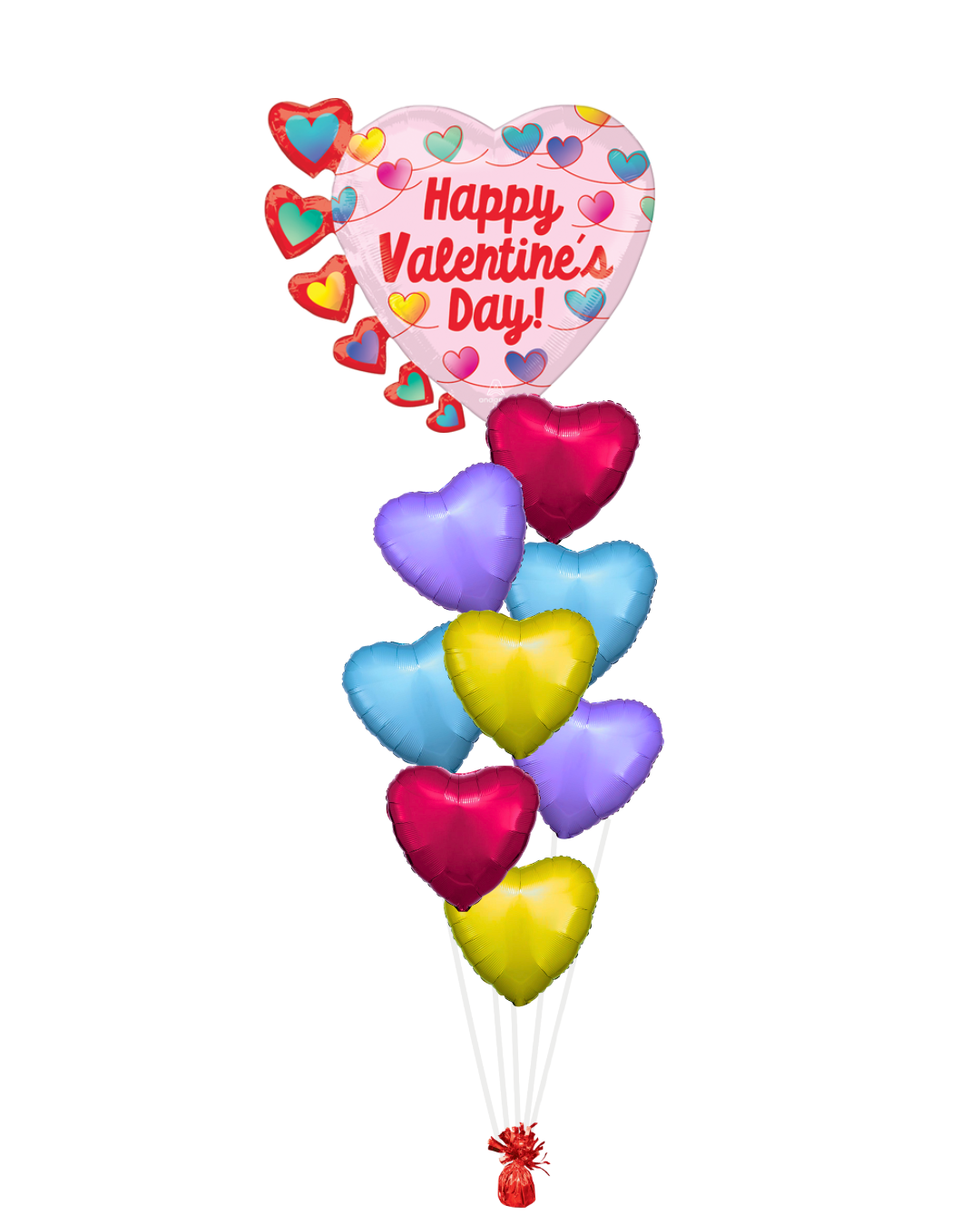 Colorful Valentine Heart Balloon Bouquet