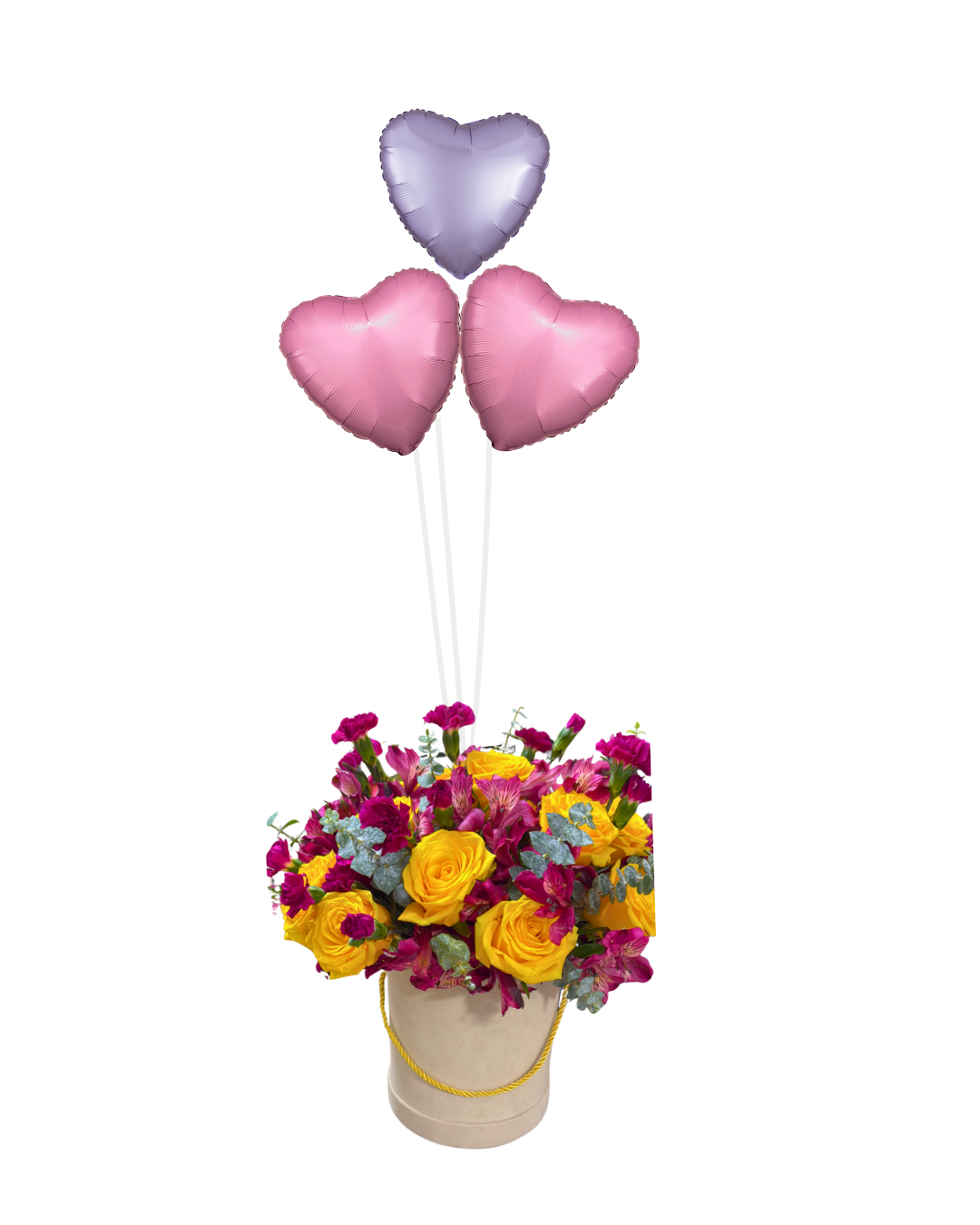 💛 Bold Love 20 Rose & Heart Balloon Bouquet