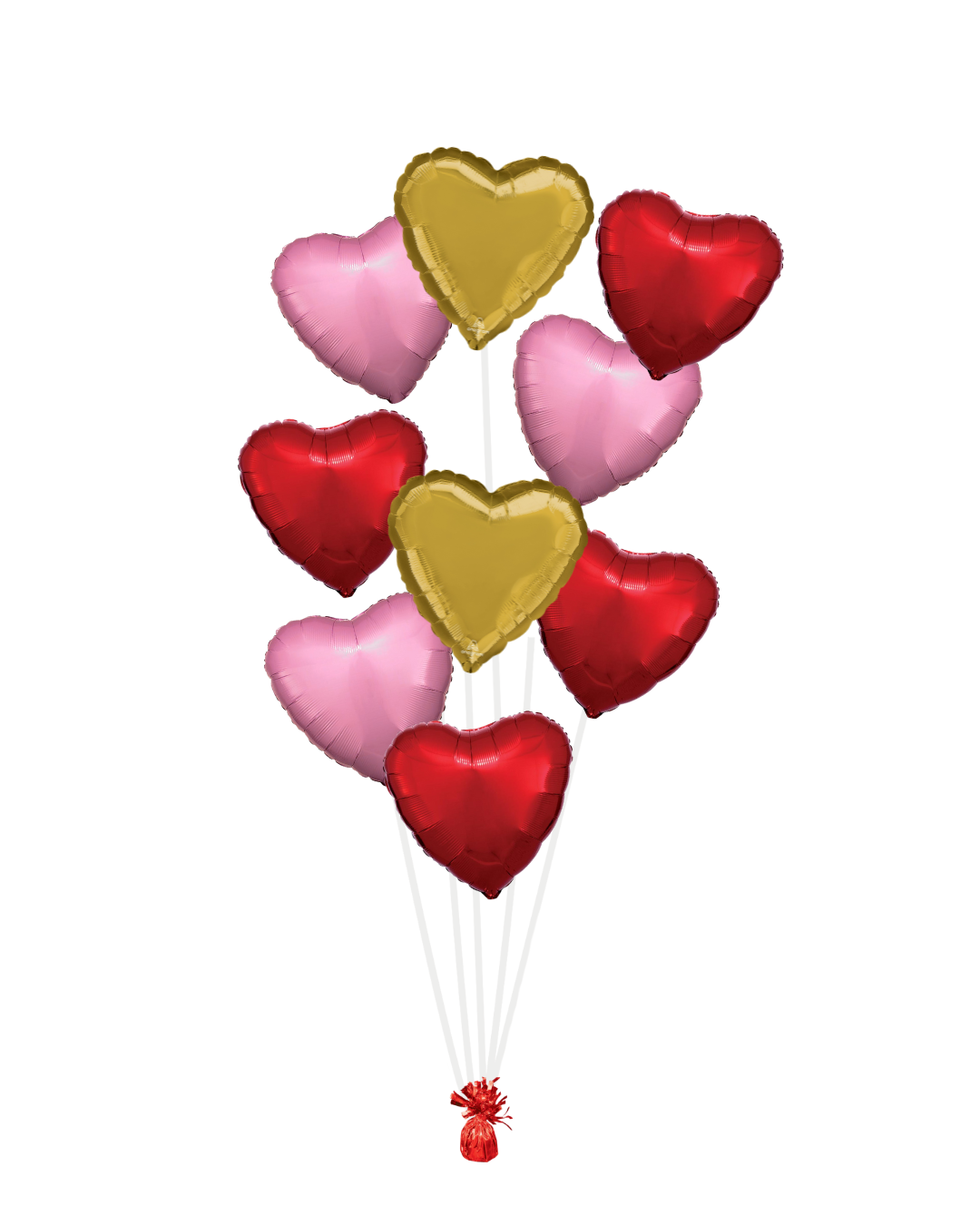 pink red and gold heart balloons