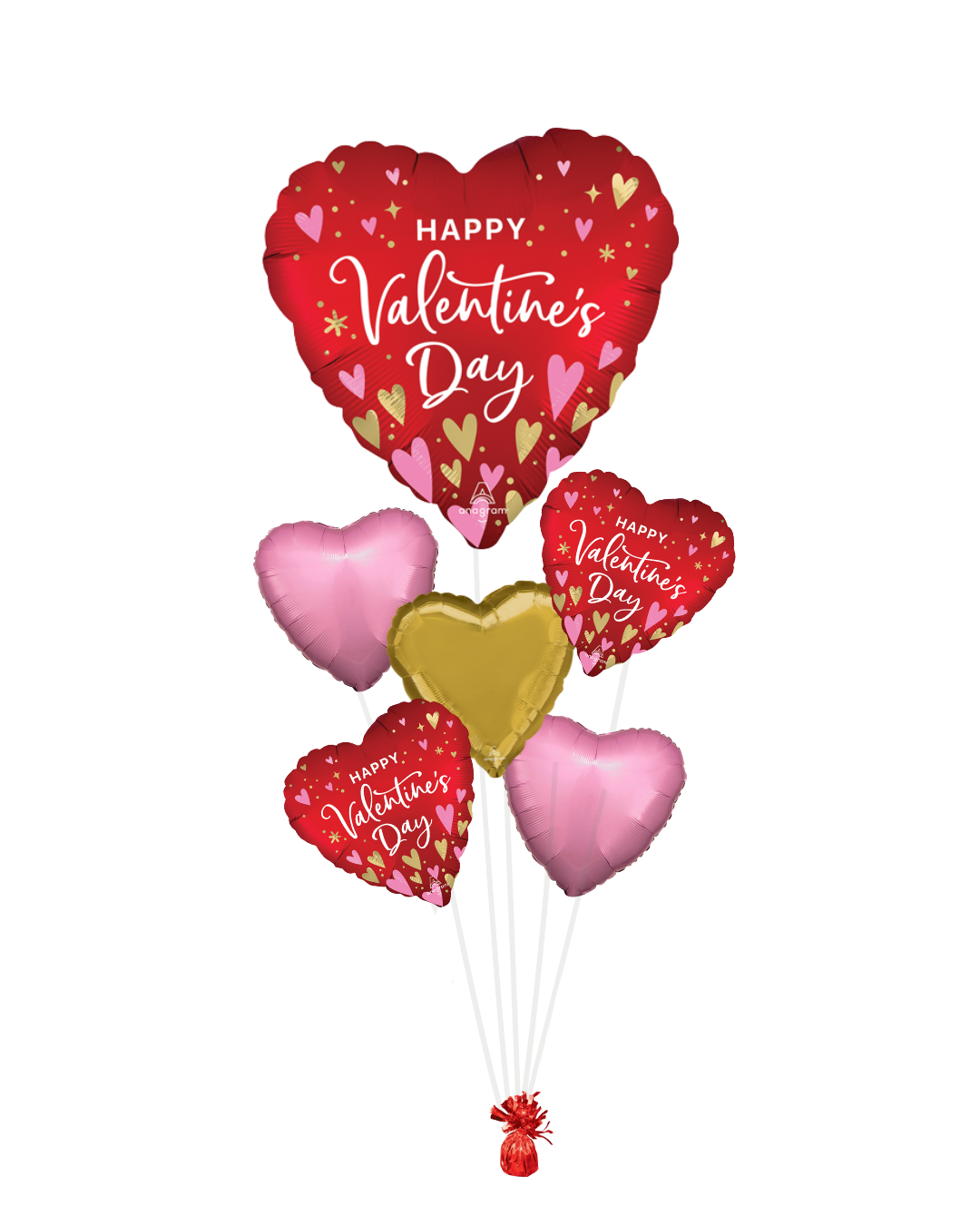 Big Red Valentine Heart Balloon Bouquet - Image 2