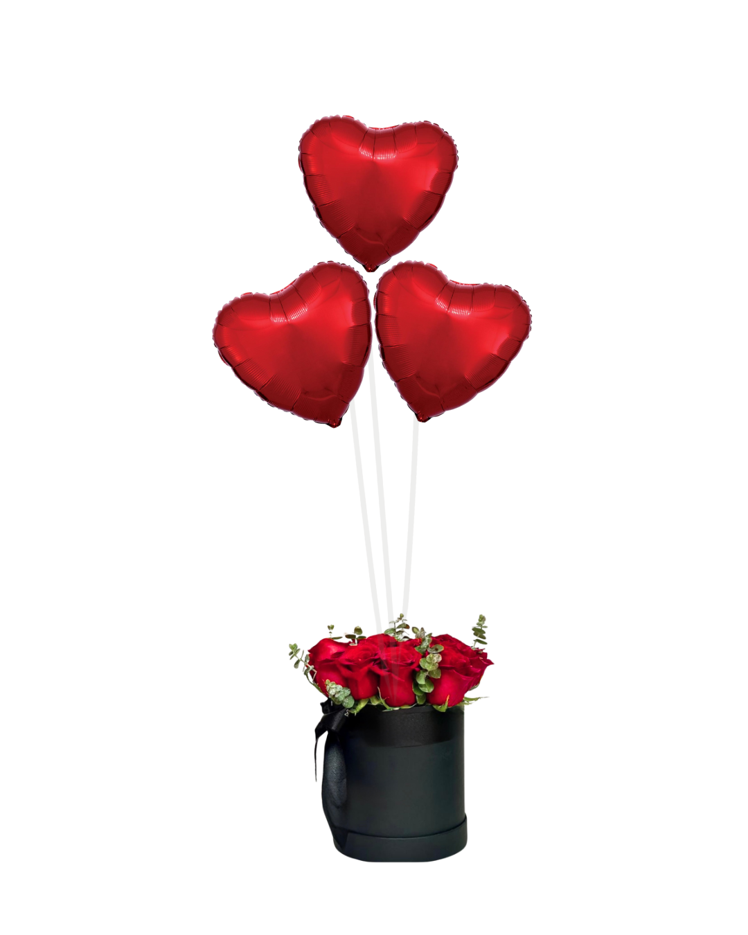 Classic Red Rose & Heart Balloon Gift Box