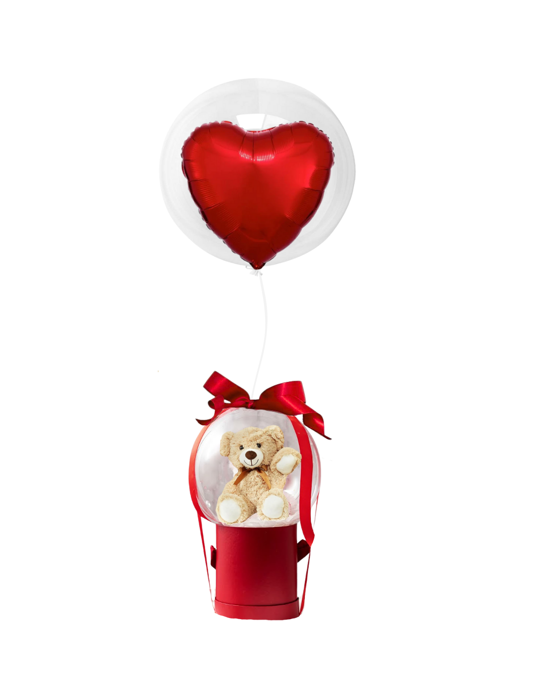 Teddy Bear in Balloon with Heart Bubble Splendor